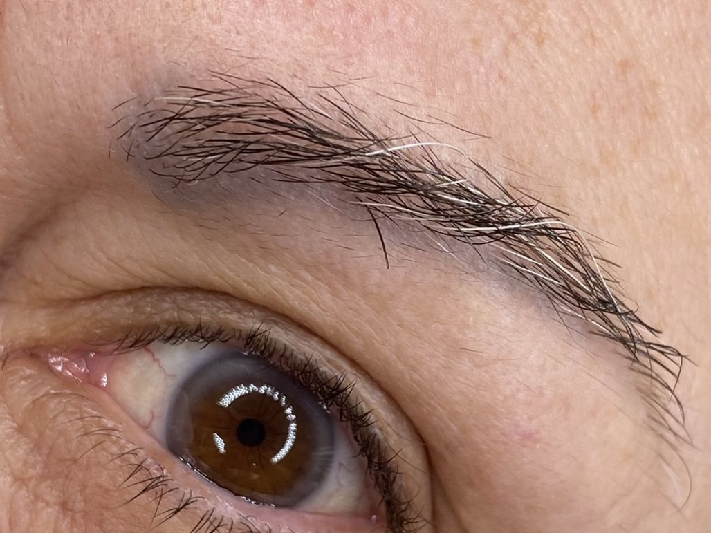 Antes: microblading en cejas con canas en Terrassa