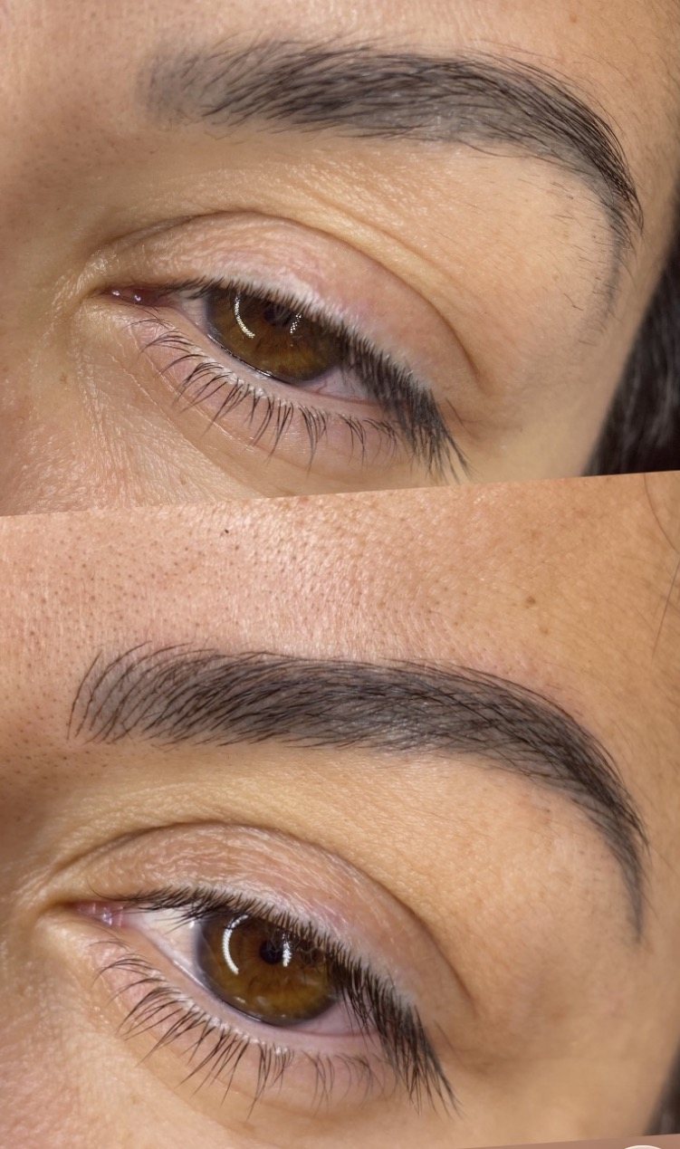 Antes y después de microblading de cejas en Terrassa